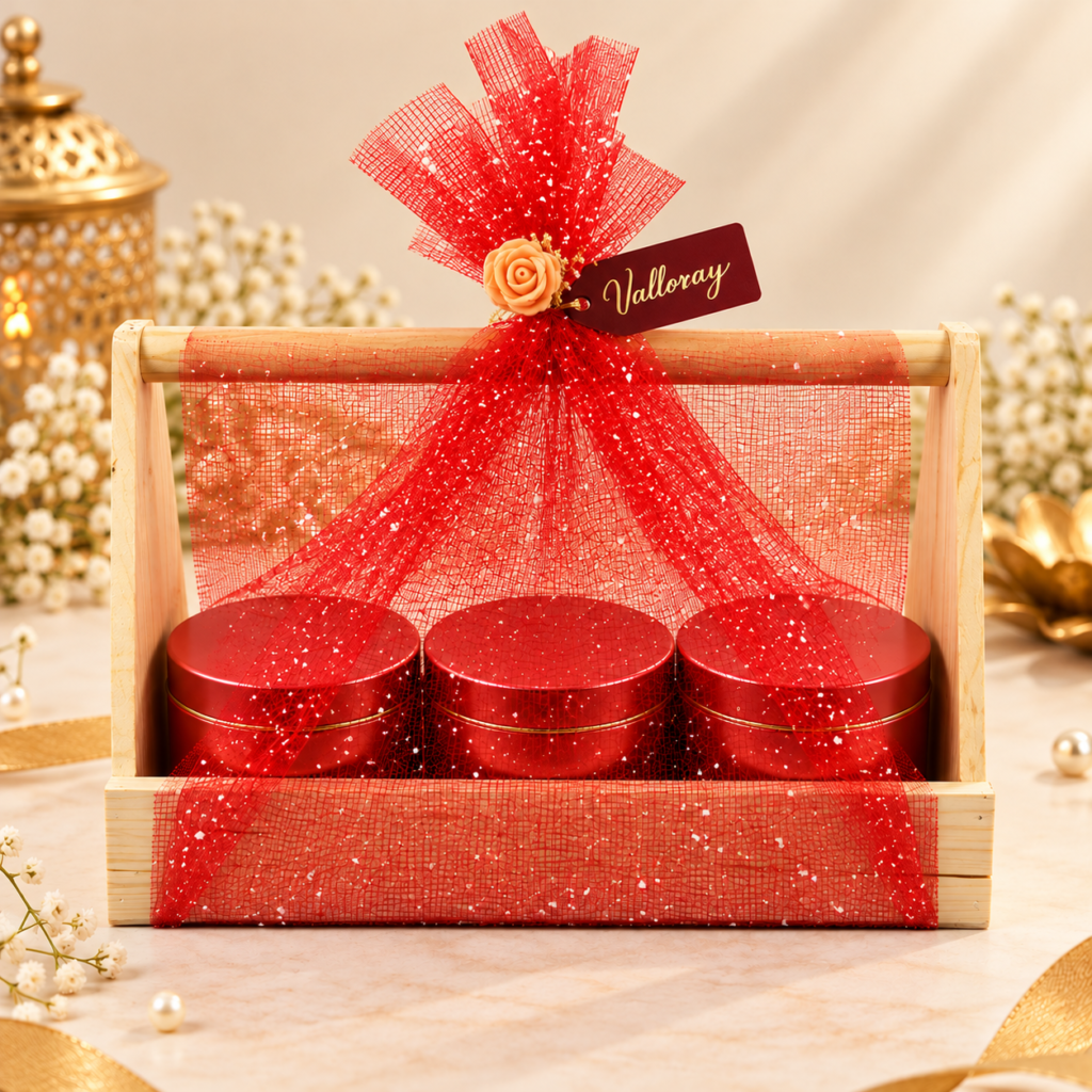 luxury red tin gift crate